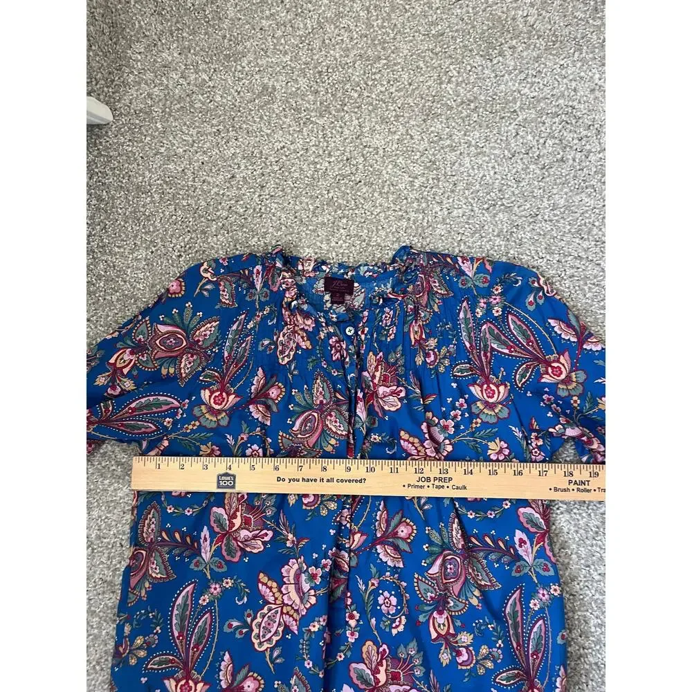 J. Crew Liberty Popover Blouse Top Floral Ruffle Preppy Boho Cotton Casual 2